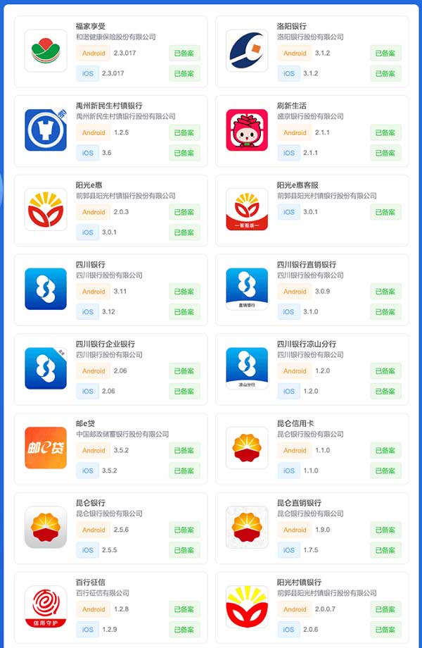 第20批59款移动金融App通过备案 百行征信在列